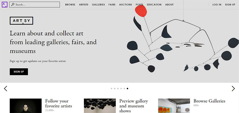 Artsy's website