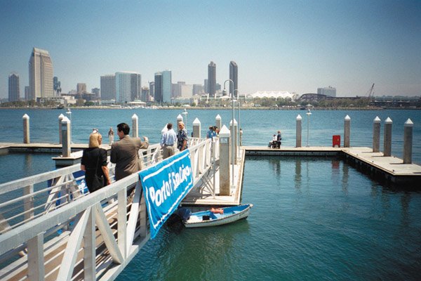 Coronado Ferry Landing Dock with downtown San Diego in distance